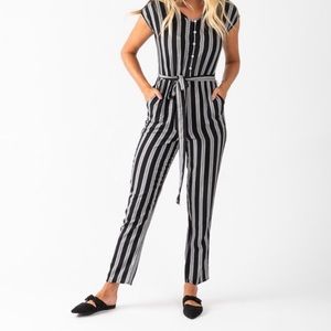 NWOT Piper & Scoot Delta Striped Jumpsuit in Black